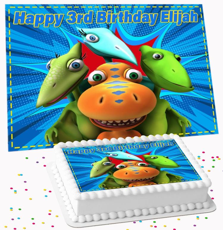 DINOSAUR TRAIN BIRTHDAY PERSONALISED ICING EDIBLE COSTCO / A4 RECTANGLE / 7.5 INCH SQUARE CAKE TOPPER GC-481 DINOSAUR TRAIN BIRTHDAY PERSONALISED ICING EDIBLE COSTCO / A4 RECTANGLE / 7.5 INCH SQUARE CAKE TOPPER GC-481