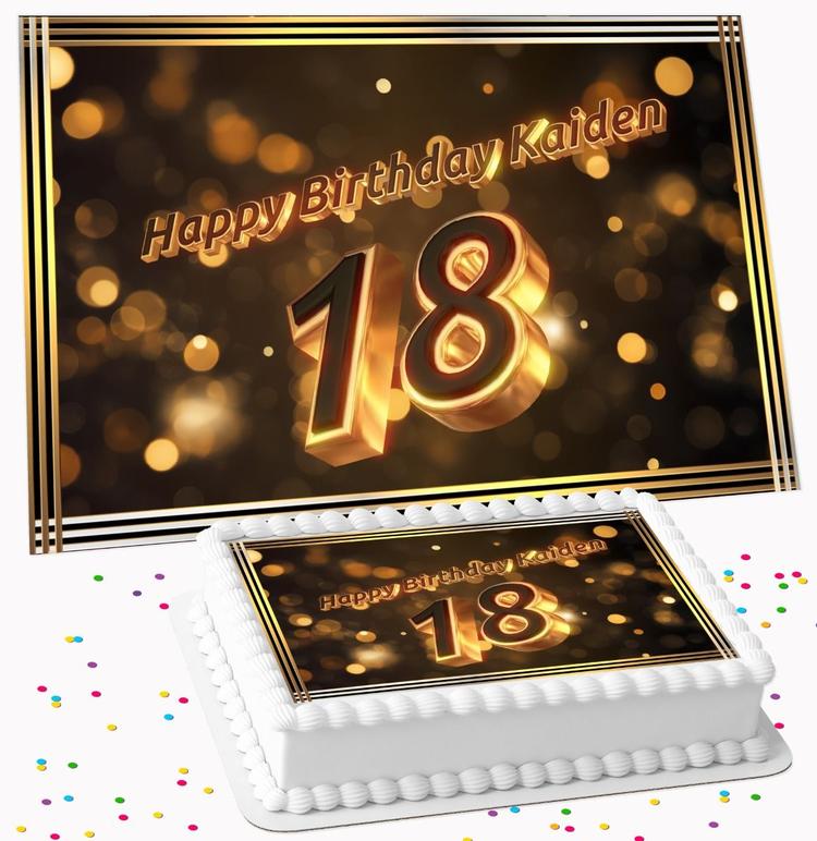 BLACK & GOLD PERSONALISED BIRTHDAY ICING EDIBLE COSTCO / A4 RECTANGLE / 7.5 INCH SQUARE CAKE TOPPER GC-449 BLACK & GOLD PERSONALISED BIRTHDAY ICING EDIBLE COSTCO / A4 RECTANGLE / 7.5 INCH SQUARE CAKE TOPPER GC-449