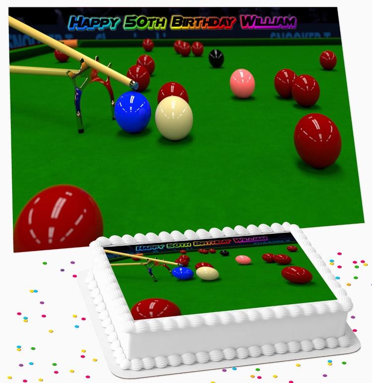 SNOOKER BIRTHDAY PERSONALISED ICING EDIBLE COSTCO / A4 RECTANGLE / 7.5 INCH SQUARE CAKE TOPPER GC-480 SNOOKER BIRTHDAY PERSONALISED ICING EDIBLE COSTCO / A4 RECTANGLE / 7.5 INCH SQUARE CAKE TOPPER GC-480