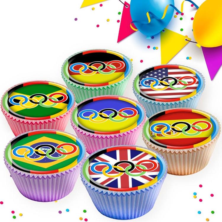 OLYMPICS MIXED EDIBLE CUPCAKE TOPPERS CAKE DECORATIONS OLYMPICS MIXED EDIBLE CUPCAKE TOPPERS CAKE DECORATIONS