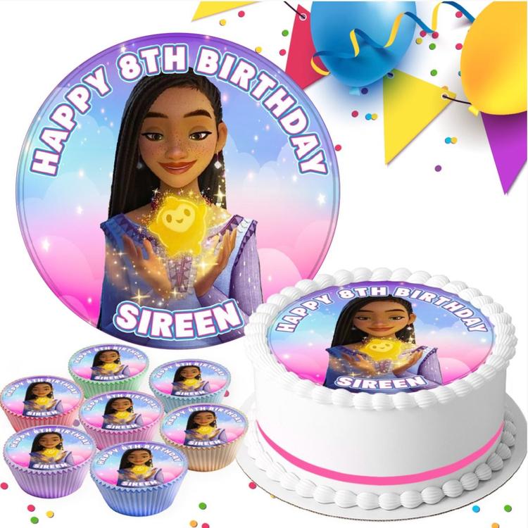 WISH HAPPY BIRTHDAY PARTY PERSONALISED EDIBLE CAKE & CUPCAKE TOPPER PK-401 WISH HAPPY BIRTHDAY PARTY PERSONALISED EDIBLE CAKE & CUPCAKE TOPPER PK-401