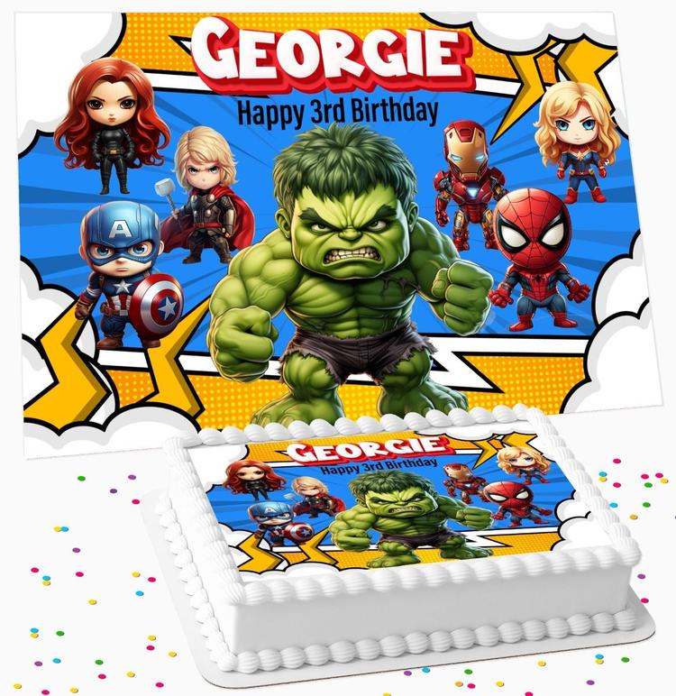 INCREDIBLE HULK BIRTHDAY PERSONALISED ICING EDIBLE COSTCO / A4 RECTANGLE / 7.5 INCH SQUARE CAKE TOPPER GC-452 INCREDIBLE HULK BIRTHDAY PERSONALISED ICING EDIBLE COSTCO / A4 RECTANGLE / 7.5 INCH SQUARE CAKE TOPPER GC-452