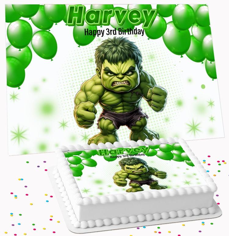 INCREDIBLE HULK BIRTHDAY PERSONALISED ICING EDIBLE COSTCO / A4 RECTANGLE / 7.5 INCH SQUARE CAKE TOPPER GC-451 INCREDIBLE HULK BIRTHDAY PERSONALISED ICING EDIBLE COSTCO / A4 RECTANGLE / 7.5 INCH SQUARE CAKE TOPPER GC-451