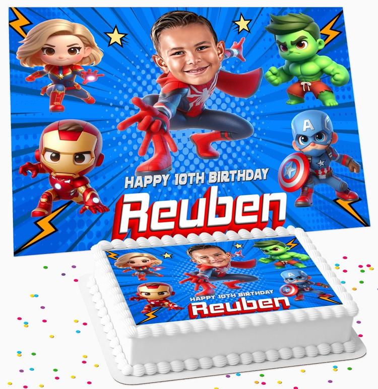 COMIC SUPERHERO BIRTHDAY PERSONALISED ICING EDIBLE COSTCO / A4 RECTANGLE / 7.5 INCH SQUARE CAKE TOPPER GC-471 COMIC SUPERHERO BIRTHDAY PERSONALISED ICING EDIBLE COSTCO / A4 RECTANGLE / 7.5 INCH SQUARE CAKE TOPPER GC-471