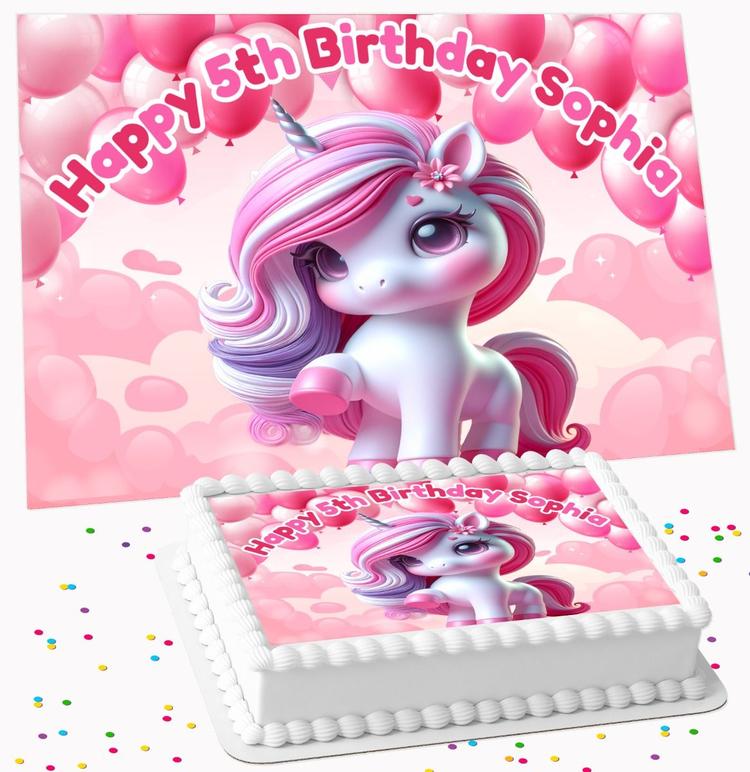 UNICORN PERSONALISED ICING EDIBLE COSTCO / A4 RECTANGLE / 7.5 INCH SQUARE CAKE TOPPER GC-448 UNICORN PERSONALISED ICING EDIBLE COSTCO / A4 RECTANGLE / 7.5 INCH SQUARE CAKE TOPPER GC-448