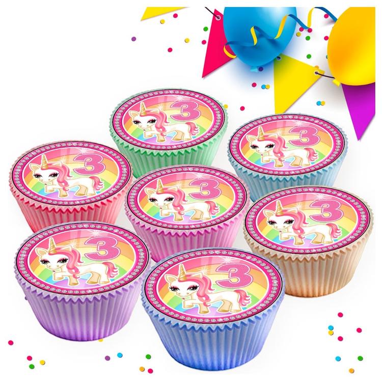 PINK UNICORN BIRTHDAY PARTY EDIBLE CUPCAKE TOPPERS UPX PINK UNICORN BIRTHDAY PARTY EDIBLE CUPCAKE TOPPERS UPX